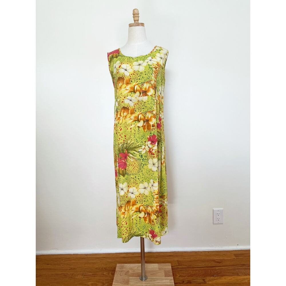 VTG Jams World Midi Dress Medium Leilani Tropical Resortwear Coastal Hawaii